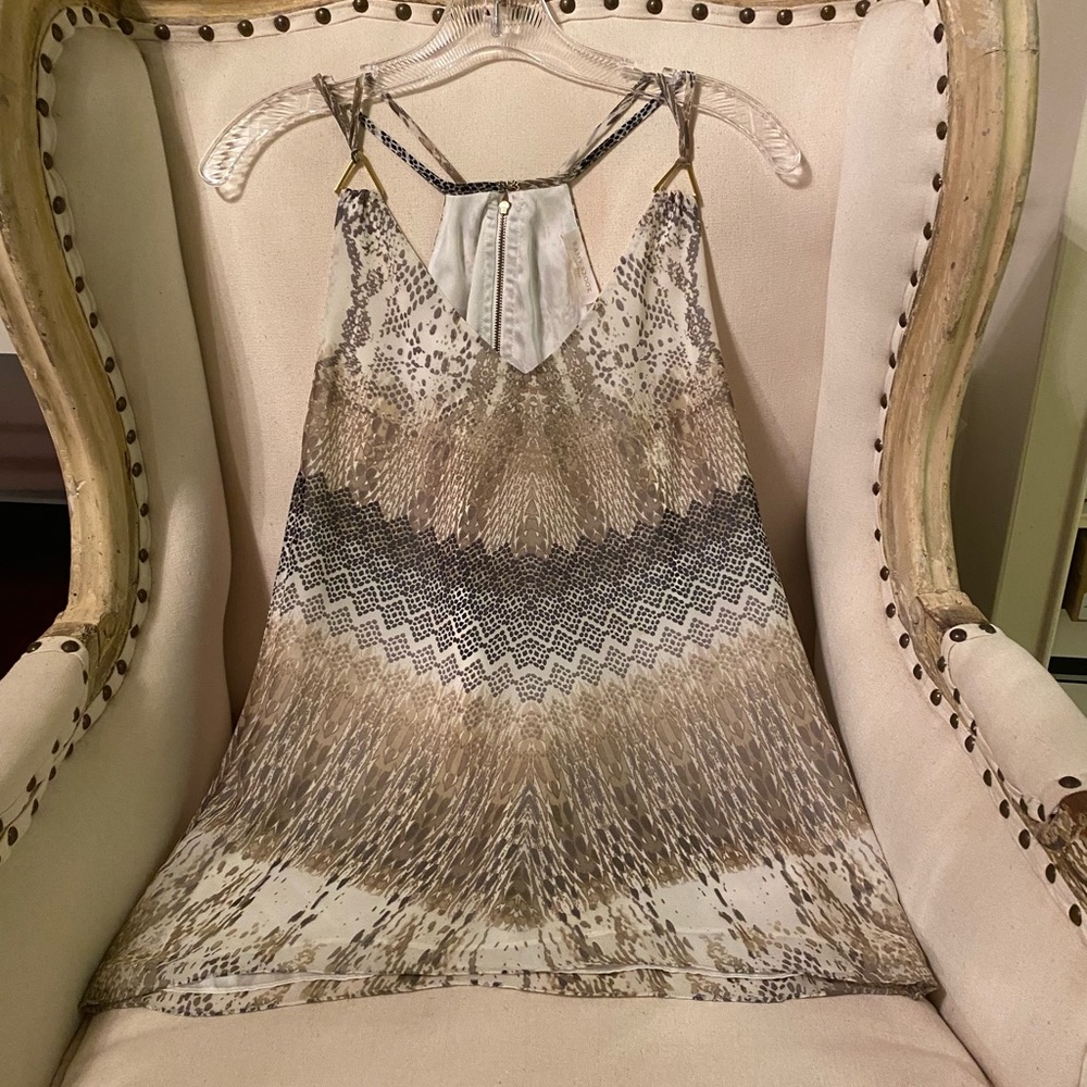 Ramy Brook gold triangle deco printed top